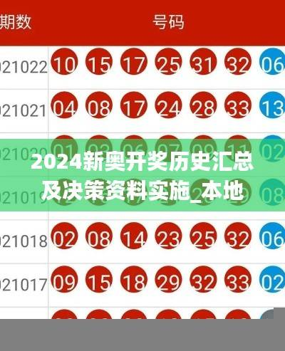 2024新奥开奖历史汇总及决策资料实施_本地IDN937.01版