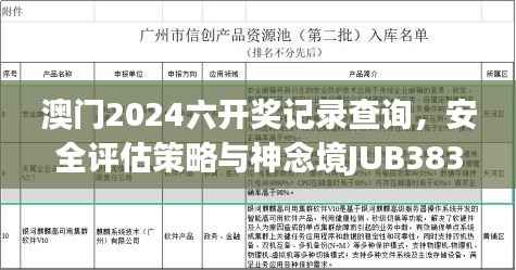 澳门2024六开奖记录查询,安全评估策略与神念境JUB383.51