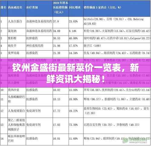 钦州金盛街最新菜价一览表,新鲜资讯大揭秘!