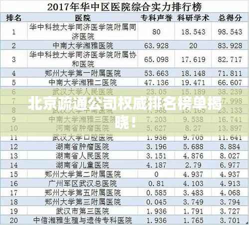 北京疏通公司权威排名榜单揭晓!