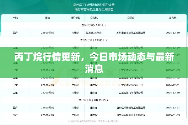 丙丁烷行情更新,今日市场动态与最新消息